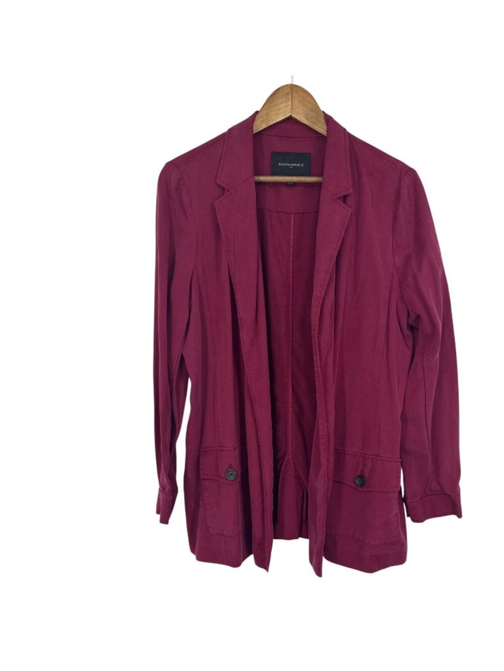 Banana Republic Burgundy Long-Sleeve Buttoned Cuffs & Pockets Blazer Size L